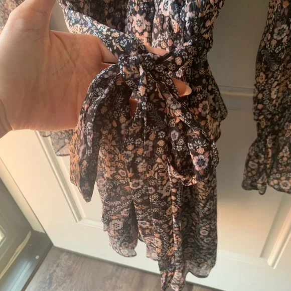 Lauren Conrad long sleeve blue & pink floral dress size XS - Picture 4 of 5